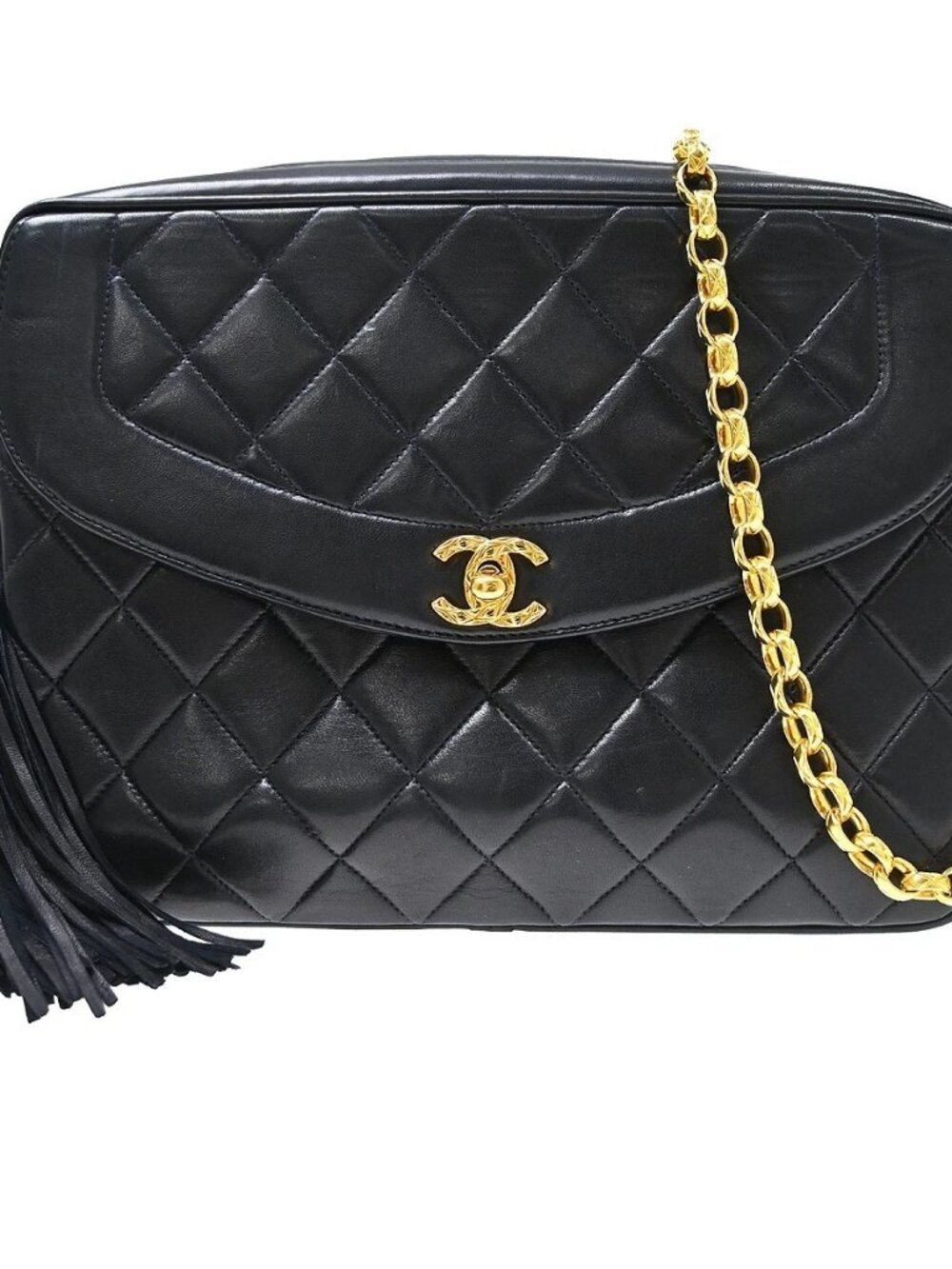 Best07 Chanel Navy Lambskin Fringe Bijou Chain Shoulder Bag RQ04522